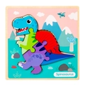Wooden 3D Spinosaurus animal puzzle for toddlers with bright colors and painted background - Spinosaurus