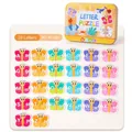 Alphabet puzzle set with 26 letters in a yellow metal box for early learning - Alphabet Matching Tin Box