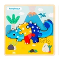 3D wooden cartoon dinosaur puzzle featuring a colorful ankylosaur for early learning - Ankylosaur