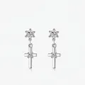 Orecchini a croce in argento S925 con scintillanti pietre di zirconia cubica tonda - Argento 925 / Argento sterling 925