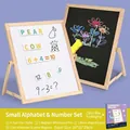 Lavagna magnetica 2-in-1 pieghevole per bambini con accessori e lettere in legno - Piccolo Alfabeto e Numeri (26*16*29cm)