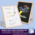 Lavagna magnetica pieghevole in legno per bambini con lettere dell'alfabeto e accessori - Medio Alfabeto e Numeri (33*16.5*34.5cm)