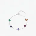 Elegante pulsera de trébol en plata s925 con cinco gemas de colores vibrantes - Plata 925 / Plata (Plata de Ley S925)