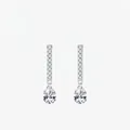 S925 Silber Ohrhänger mit langem Stab, Pavé-Fassung und Tropfenschliff-Kristall - 925er Silber / Silber