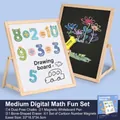 Lavagna magnetica pieghevole 2 in 1 in legno per bambini con lato bianco e accessori - Medio Operazioni Matematiche (33*16.5*34.5cm)