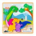 Educational wooden 3D Brachiosaurus puzzle for kids with colorful dinosaur pieces - Brachiosaurus