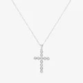 Collana in argento S925 con pendente a croce composto da undici perle bianche - Argento 925 / Argento (Argento Sterling 925)