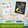 Lavagna magnetica in legno a doppia faccia per bambini con gessetti e pennarelli d'arte - Grande Operazioni Matematiche (36*28*57cm)