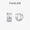 Pendientes de aro en C minimalistas de plata de ley S925 con detalles de circonitas - Plata 925 / Plateado