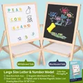 Tableau magnétique enfant 2-en-1 pliable en bois avec accessoires alphabet et chiffres - Grand Alphabet & Nombres (36*28*57cm)