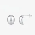 Minimalist s925 sterling silver bean stud earrings with high-polish mirror finish surface - 925 Silver / Silver