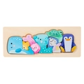 Puzzle 3D in legno per bambini con animali marini colorati come balena e tartaruga - Animali Marini (Balena Blu)