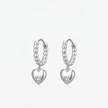 Elegante S925 Sterling Silber Herz-Ohrringe mit glitzerndem Zirkonia und Perlenverzierung - 925er Silber / 925 Sterlingsilber