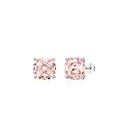 Orecchini a lobo in argento S925 con pietre preziose sfaccettate di colore rosa chiaro - Argento 925 / 6mm