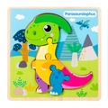3D wooden cartoon Parasaurolophus dinosaur puzzle toy for toddler early learning - Parasaurolophus
