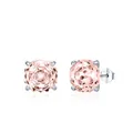 Orecchini a perno in argento S925 con pietre scintillanti rosa chiaro taglio ottagono - Argento 925 / 8mm