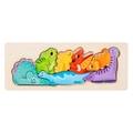 Colorful 3D wooden dinosaur puzzle block set with natural wood base for kids - Dinosaur