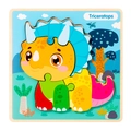 Colorful wooden triceratops 3D puzzle toy with forest background for kids' early learning - Triceratops