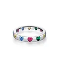 S925 Sterling Silber Ring mit bunten herzförmigen Edelsteinen und 925er Stempelprägung - US Größe 5 / 925 Sterlingsilber