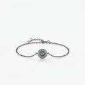 S925 sterling silver chain bracelet featuring a turquoise and white stone pendant - Evil Eye Color Blocking Design (S925 Sterling Silver)