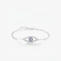 Elegante bracciale in argento sterling S925 con occhio greco e zirconi blu e bianchi - Argento 925 / Argento sterling 925