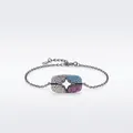 S925 sterling silver dark star bracelet with colorful gemstones and gunmetal finish - 925 Silver / Black & Gold