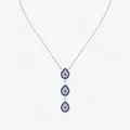 S925 sterling silver long Y-shaped necklace with triple teardrop evil eye crystal pendant - 925 Silver / Silver