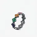 S925 sterling silver eternity ring with colorful rainbow clover zircon in black finish - US Size 9 / Gunmetal Black Multicolor