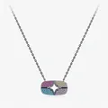 Collar de plata S925 estilo píxel retro con colgante de estrella de colores para mujer - Plata 925 / Plata 925 - Negro de Arma