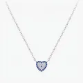 Collana in argento S925 con cuore pavé di cristalli blu e bianchi su catenina sottile - Catena Solo (Senza Ciondolo) / Argento 925