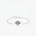 Elegantes S925 Silberarmband mit blauem Evil-Eye-Anhänger und Kristallen - Silber