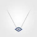 Eleganze S925 Sterlingsilber Halskette mit blauem Auge und funkelnden Zirkonia-Steinen - 925er Silber / 925 Sterlingsilber