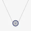 Collana vintage in argento S925 con pendente occhio blu e cristalli pavé luccicanti - Argento 925 / Argento