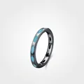 Anello minimalista in argento S925 grigio scuro con pietre blu a taglio marquise - Taglia US 9 / Nero