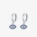 Pendientes de plata S925 con diseño de ojo turco y circonitas azules en fondo blanco - Plata 925 / Plata (Plata de Ley S925)