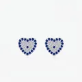 Orecchini a cuore in argento S925 con pavé di zirconi blu e bianchi dal design elegante - Farfallina Orecchino Solo / Argento 925