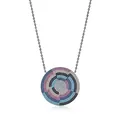 Collana in argento S925 stile pixel con ciondolo a disco pavé di cristalli colorati - Argento 925 / Argento sterling 925