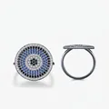 Lussuoso anello in argento S925 con cristalli blu e bianchi stile Evil Eye - Taglia US 9 / Argento sterling 925