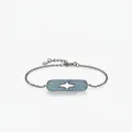Vintage S925 Sterling Silber Armband mit blauem Sternen-Mittelstück für Damen - Stern Hohl Stil (S925 Silber) / Schwarz