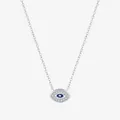 Elegante collana in argento 925 con occhio di Allah, zirconi scintillanti e smalto blu - Argento 925 / Argento sterling 925