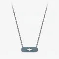 Collar de metal negro con colgante de estrella hueca e incrustación turquesa - Plata 925 / Collar (RHS2015)