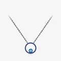 S925 Silber Evil Eye Anhänger Halskette mit blauem Zirkon-Halo und dunkler Kette - 925 Sterlingsilber