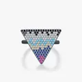 S925 sterling silver ring with inverted triangle pavé crystals in multicolor gradient - US 5 / Ring / 925 Silver
