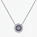 Collana in argento sterling S925 con cristalli blu e rosa con design Evil Eye - Argento 925 / Nero