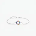 S925 sterling silver chain bracelet with a colorful rainbow zirconia hoop pendant - Rainbow Circle Style (S925 Sterling Silver)