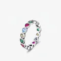 Bague éternité en argent S925 ornée de pierres précieuses colorées en forme de cœur - Taille US 5 / Argent Sterling S925 Multicolore