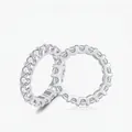 Luxurious D-color Moissanite S925 sterling silver eternity rings with full pave stones - US Size 5 / Silver (S925 Sterling Silver)