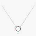 Collar de plata de ley S925 con colgante circular de circonitas en arco iris colorido - Plata 925 / Plata (Plata de Ley S925)