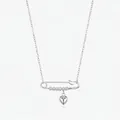 S925 sterling silver paperclip necklace featuring a polished heart pendant and metal beads - 925 Silver / Silver