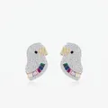 S925 Sterling Silber Papagei Ohrstecker mit bunten Zirkonia Steinen im Regenbogen Design - 925er Silber / Silber